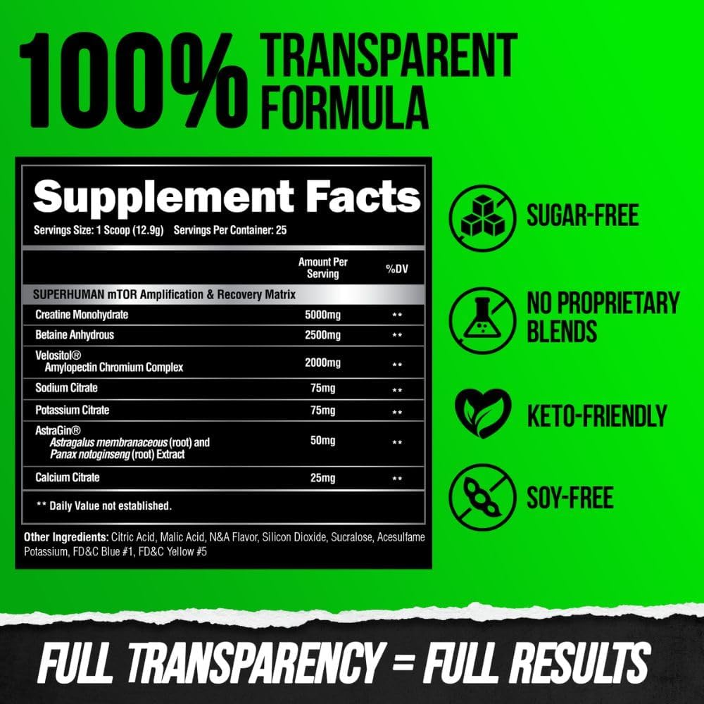 Superhuman Post Workout Recovery, Muscle Builder Drink, Creatine Powder